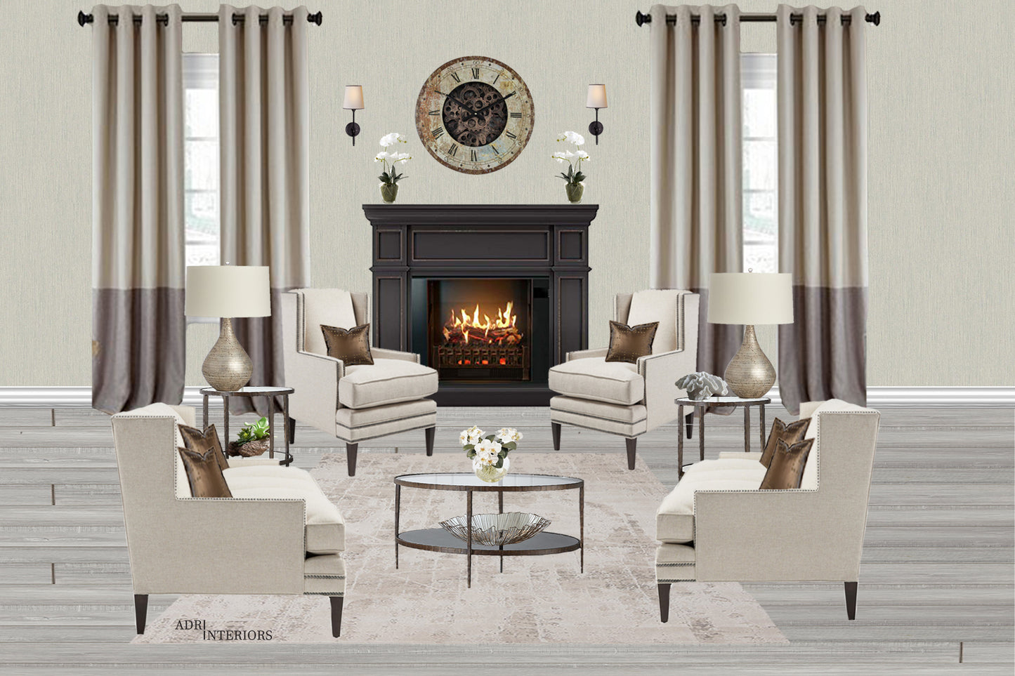 Rusty Vintage 44 Cm Roman Numeral Gear Wall Clock