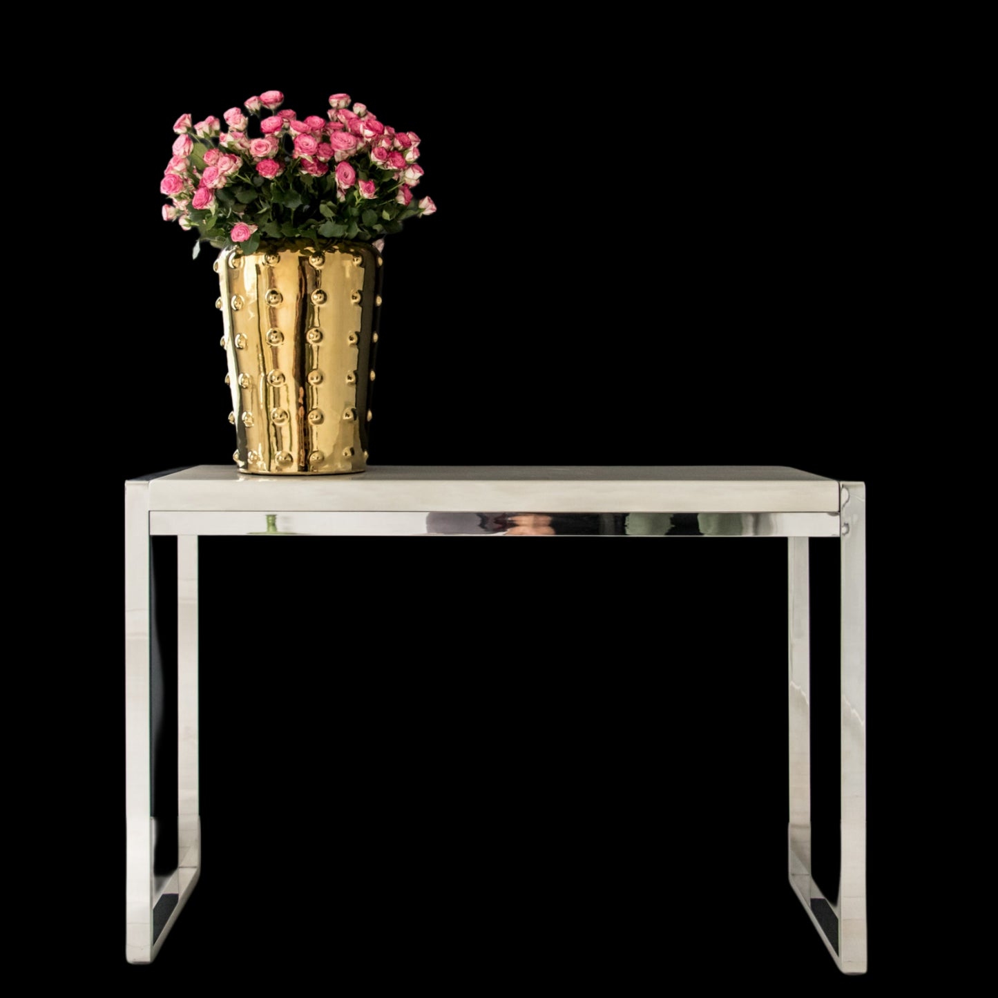 Dara Mirror Stainless Steel Console with White Marble Top (Pick up only)