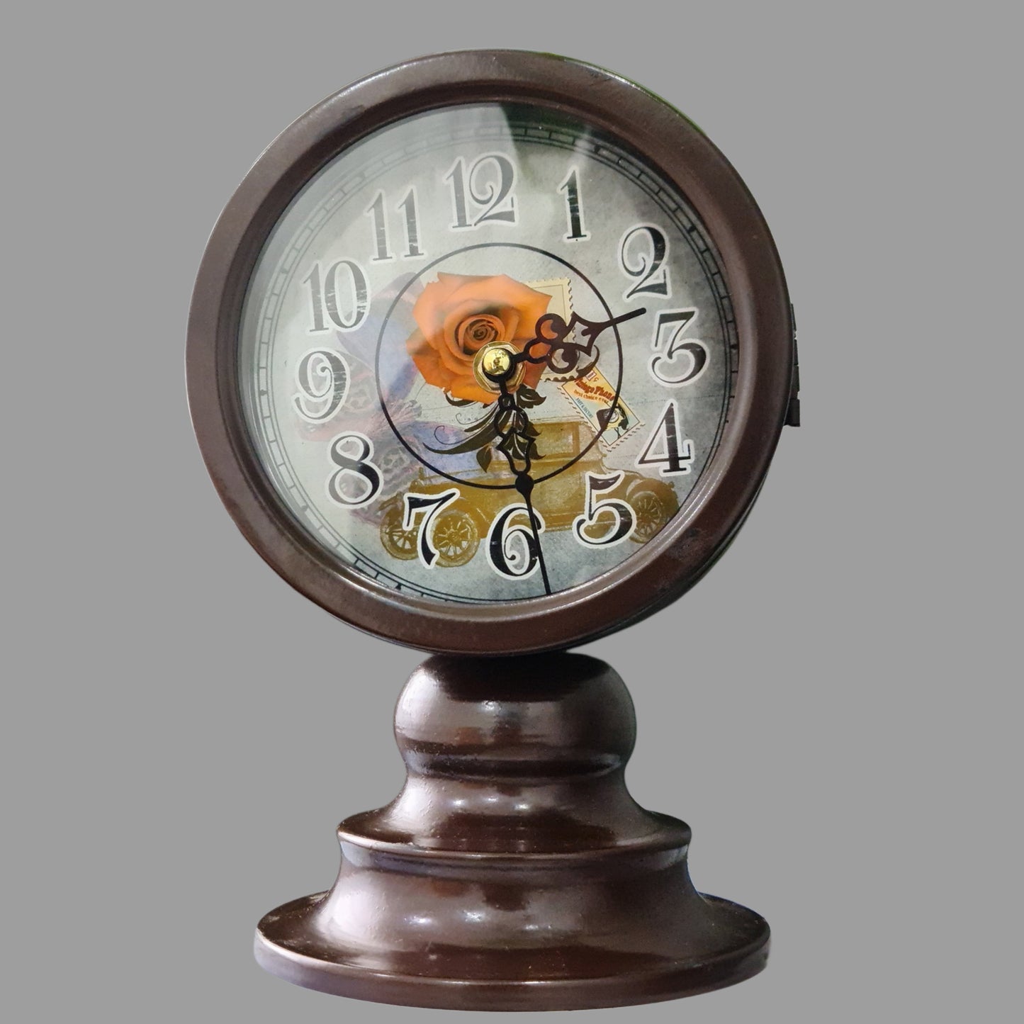 Brown Mantel 23.6 Cm Double Side Table Clock