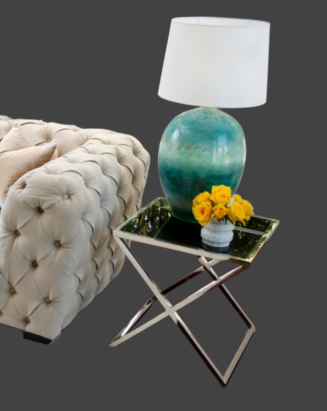 Large Hand painted/ Handmade Pascal Blue Vase