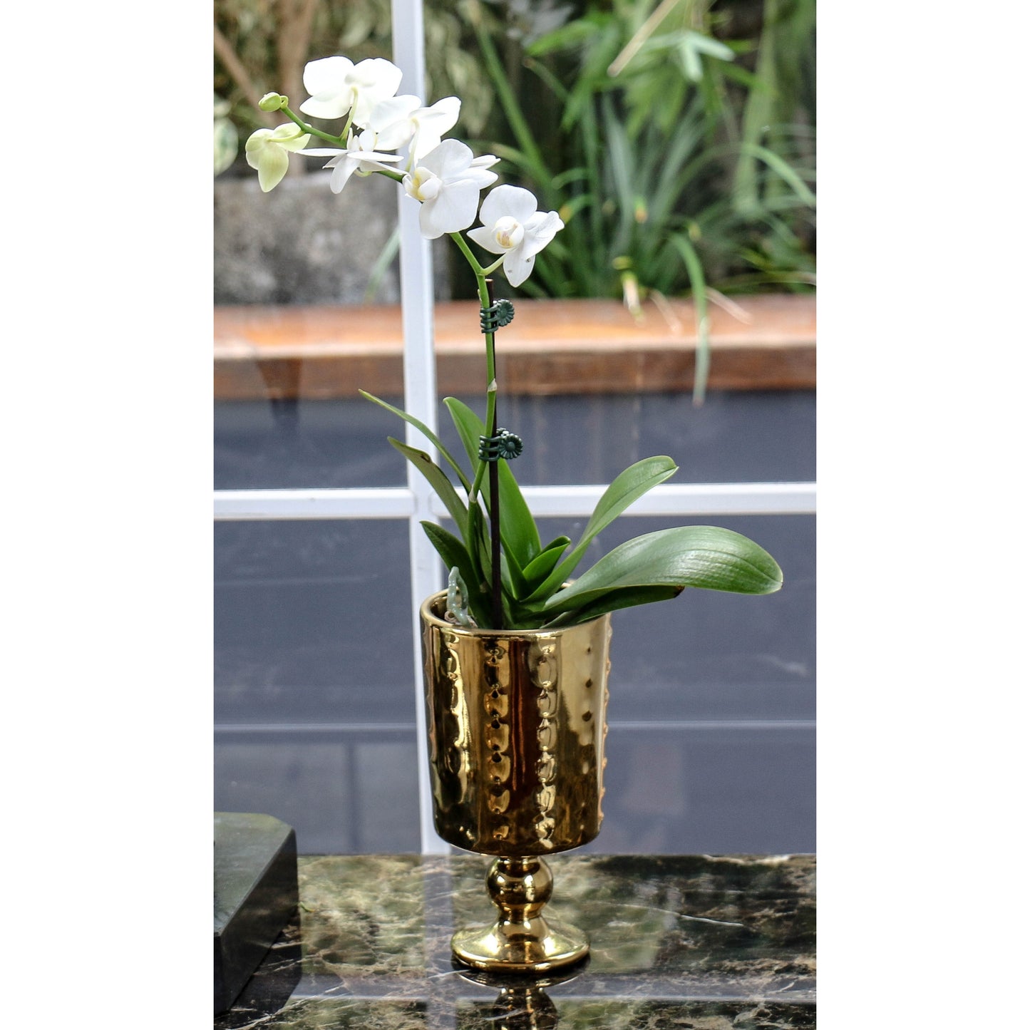 Small Decorative Footed Gold Ceramic Vase