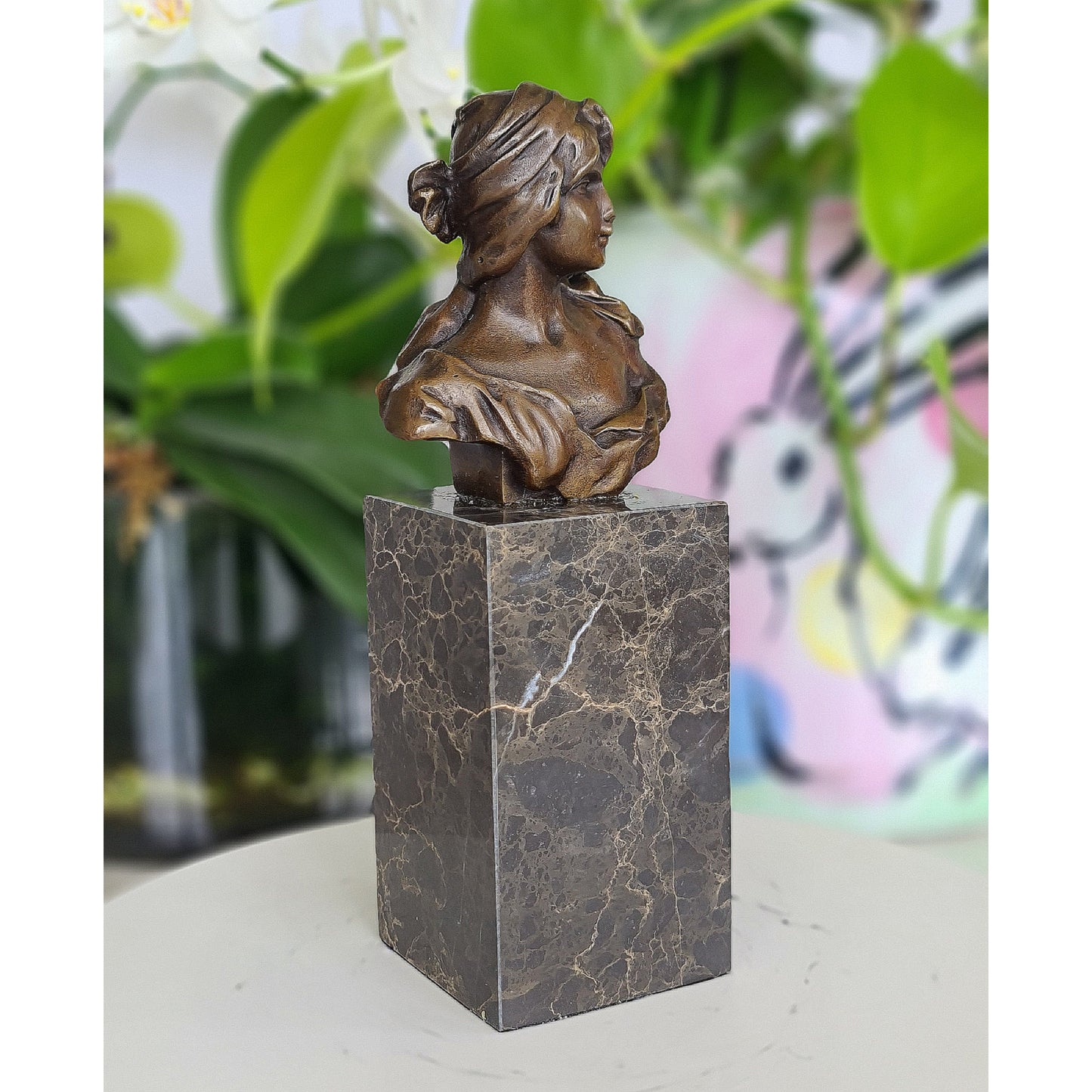 Beautiful Bust Of Royal Maiden Sculpture On Marble Base