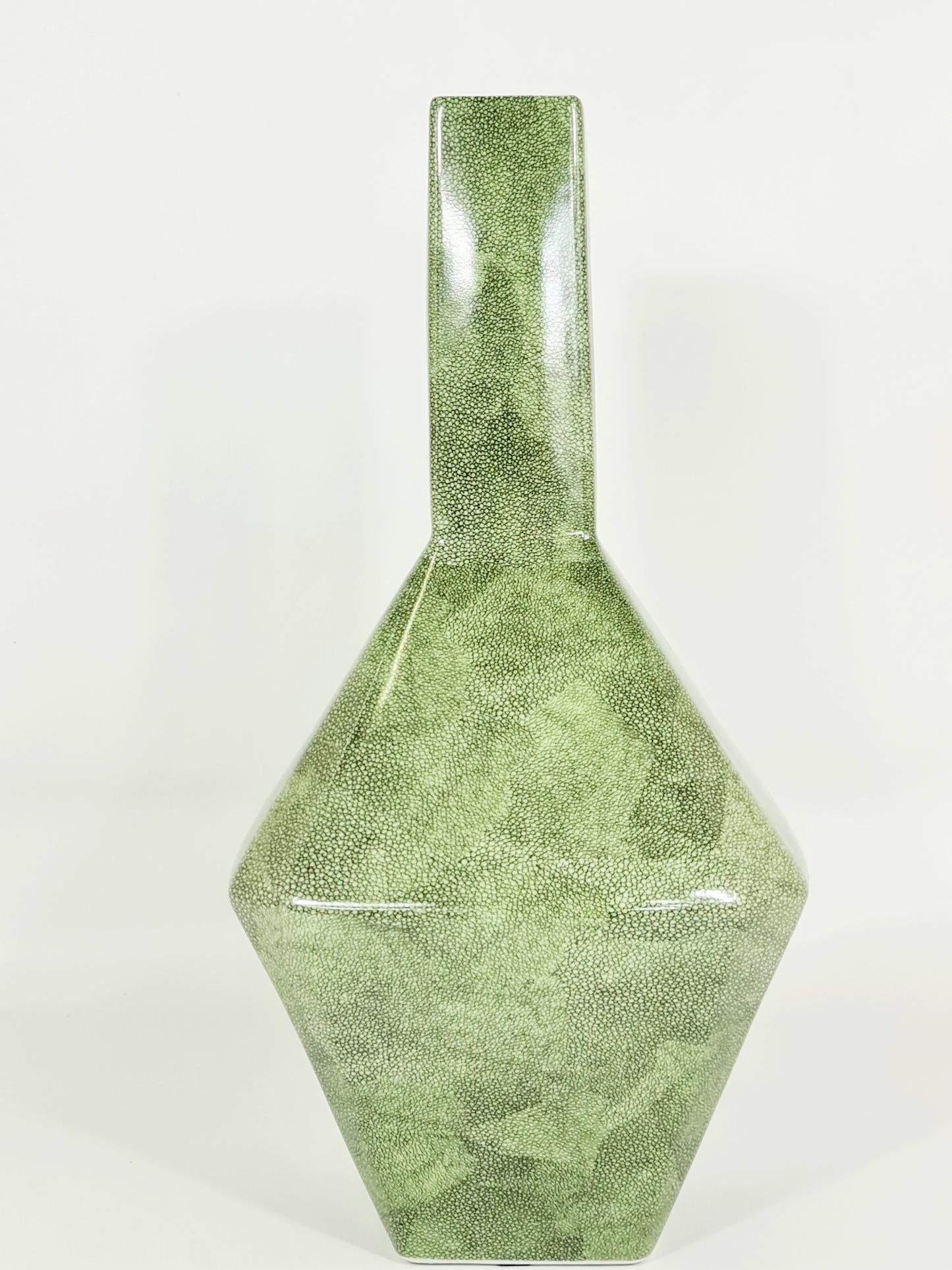 Large Geometric Green Shagreen Vase
