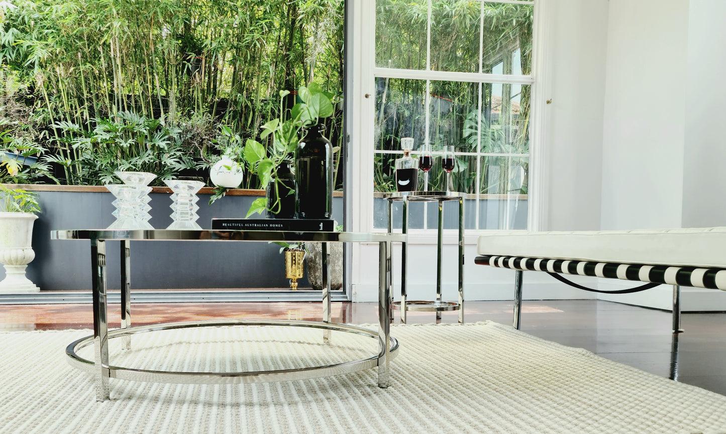 Dyako Mirror polished Stainless Steel Coffee Table with Mirror Top(pick up only)