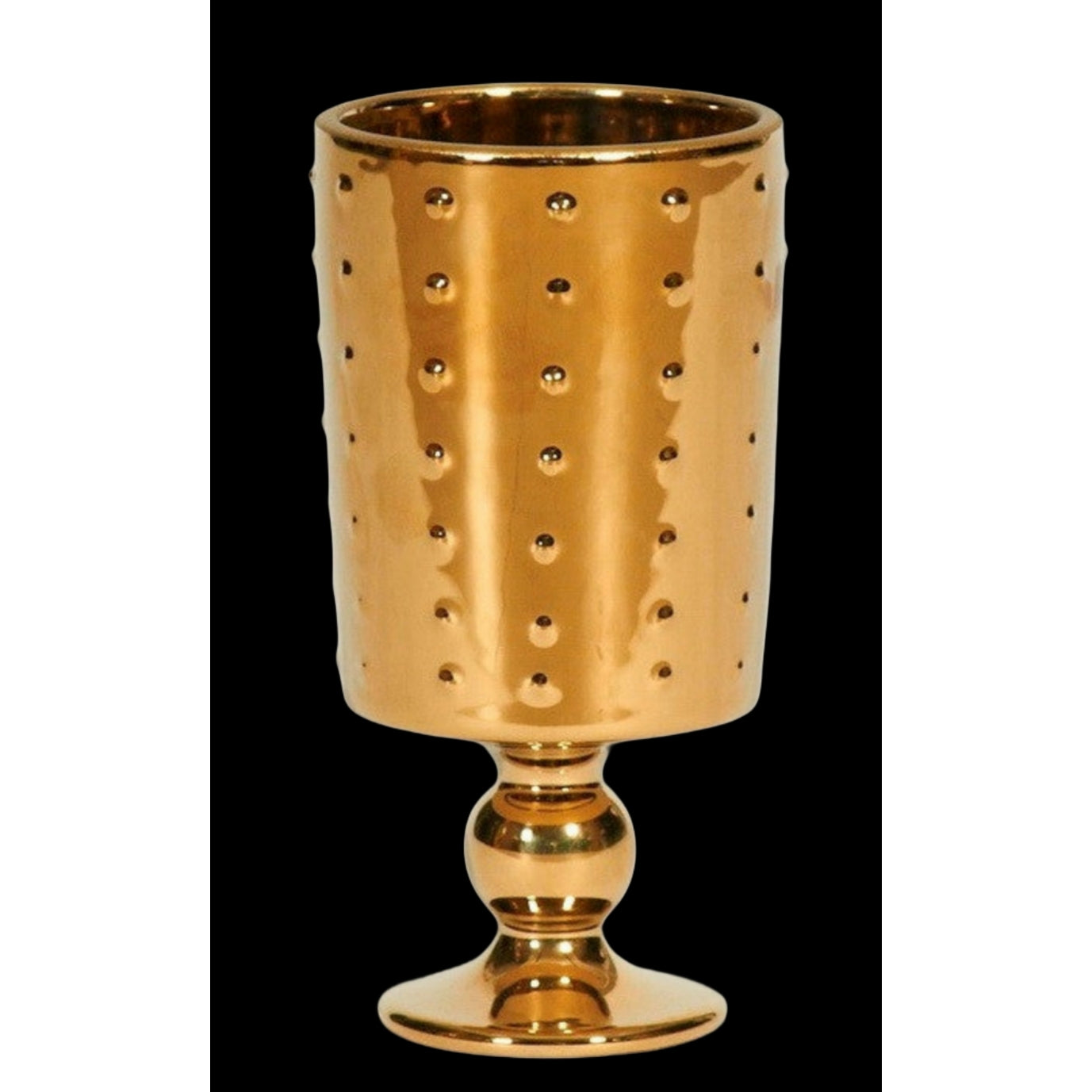 Medium Decorative Footed Gold Ceramic Vase