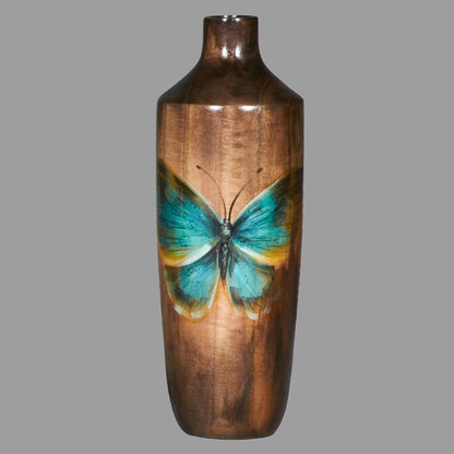 Hand painted/ Handmade Butterfly: Gradient Wooden Vase