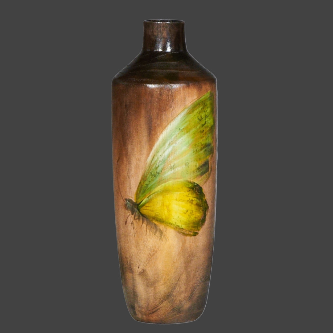 Small Hand painted/ Handmade Butterfly: Gradient Wooden Vase