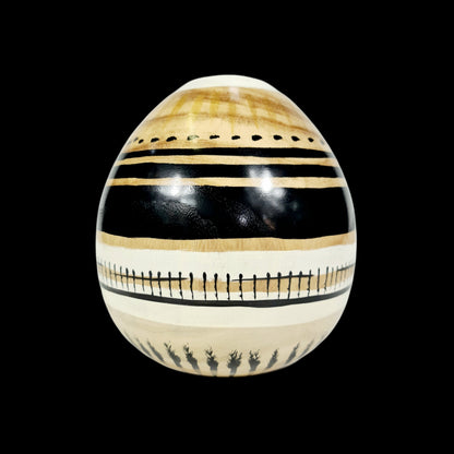 Round Handpaintned/ Handmade Wooden Vase: Dawn And Dusk