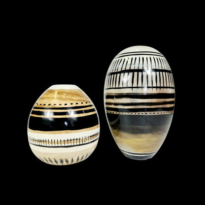 Round Handpaintned/ Handmade Wooden Vase: Dawn And Dusk