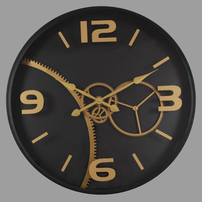 59 Cm Gold & Black Chumming Process Moving Gear Wall clock