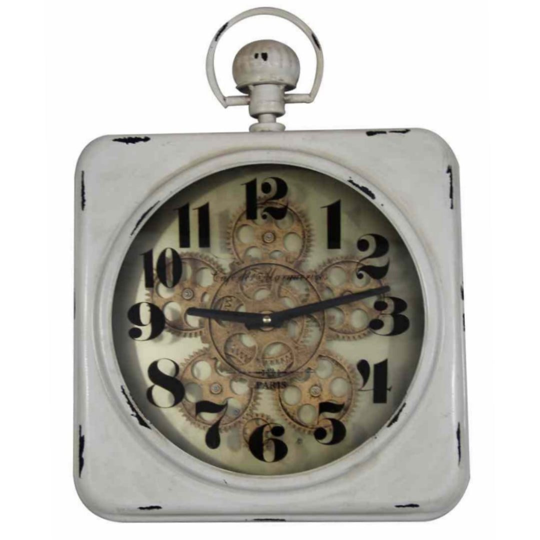 Antique 46 Cm Cafe De Marguerites Square Gear Wall Clock