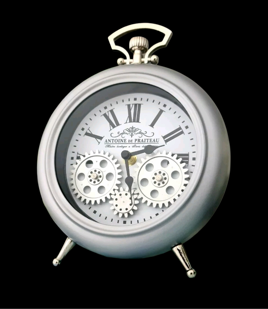 Antoine De Praiteau Victorian Grey Gear Table Clock