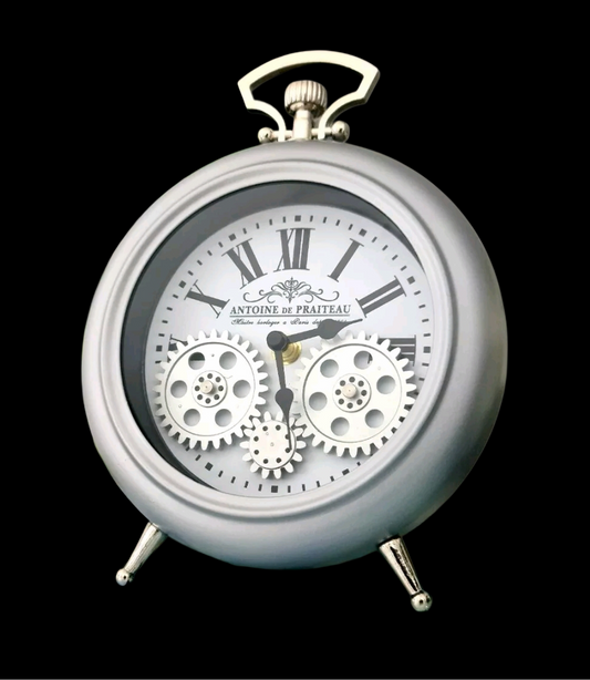 Antoine De Praiteau Victorian Grey Gear Table Clock