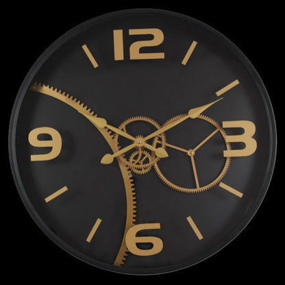 59 Cm Gold & Black Chumming Process Moving Gear Wall clock