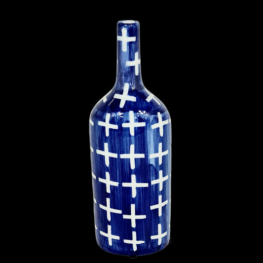 Blue And White Porcelain Bottle: Crosses