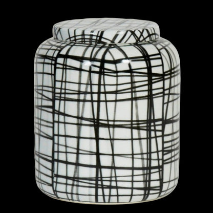 Hand painted Graphic Black & White Pattern container