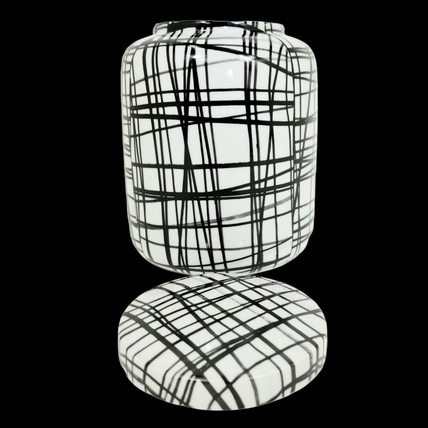 Hand painted Graphic Black & White Pattern container