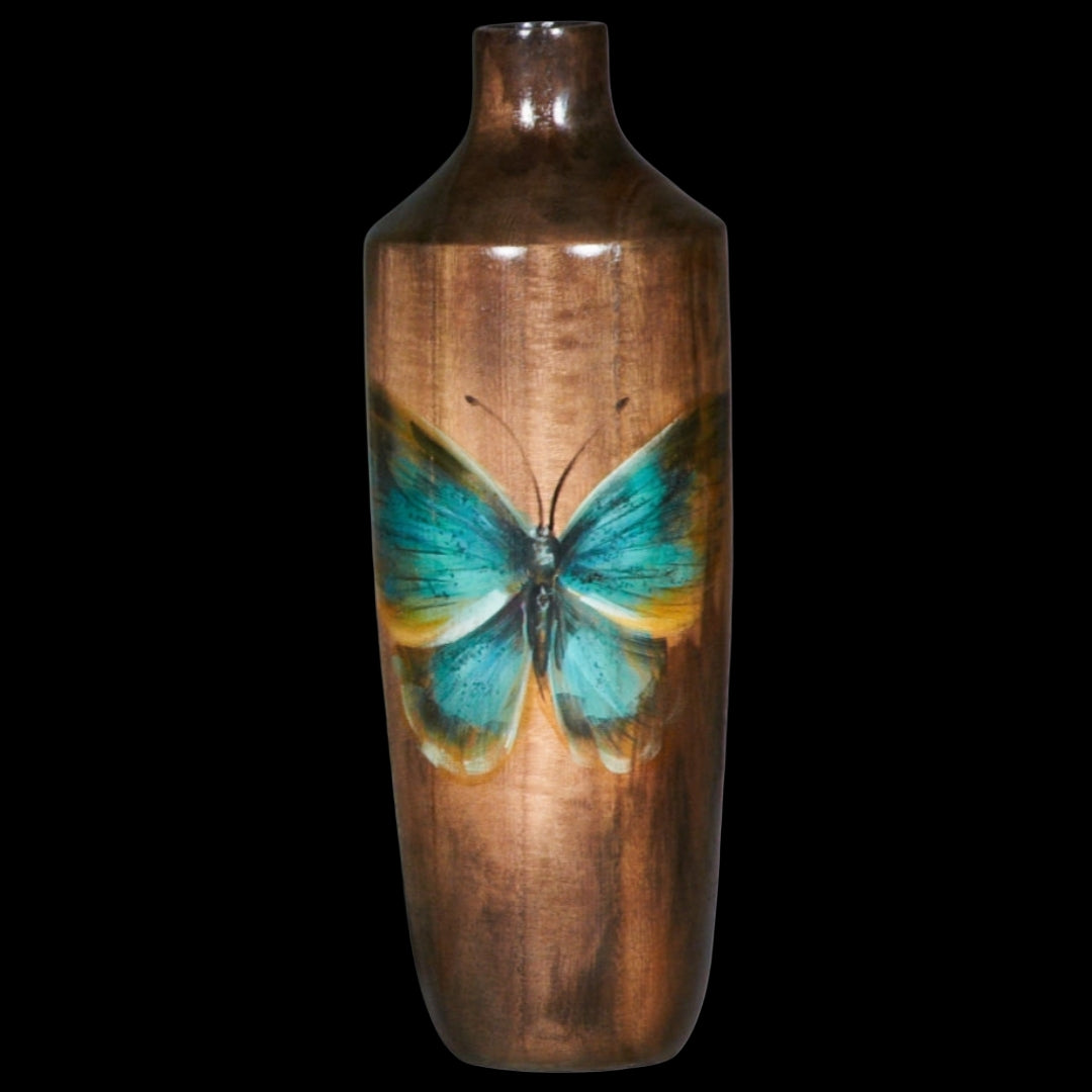 Hand painted/ Handmade Butterfly: Gradient Wooden Vase
