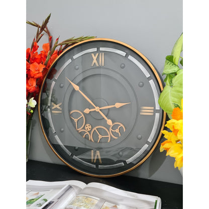Large 59 Cm Roman Numeral Moving Gear Wall Clock