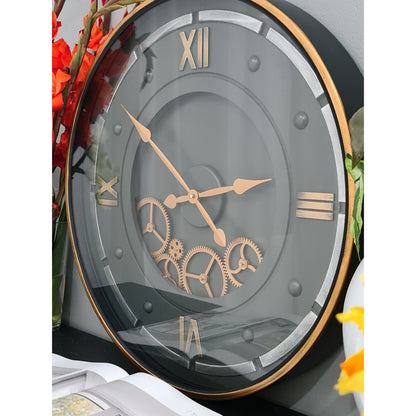 Large 59 Cm Roman Numeral Moving Gear Wall Clock