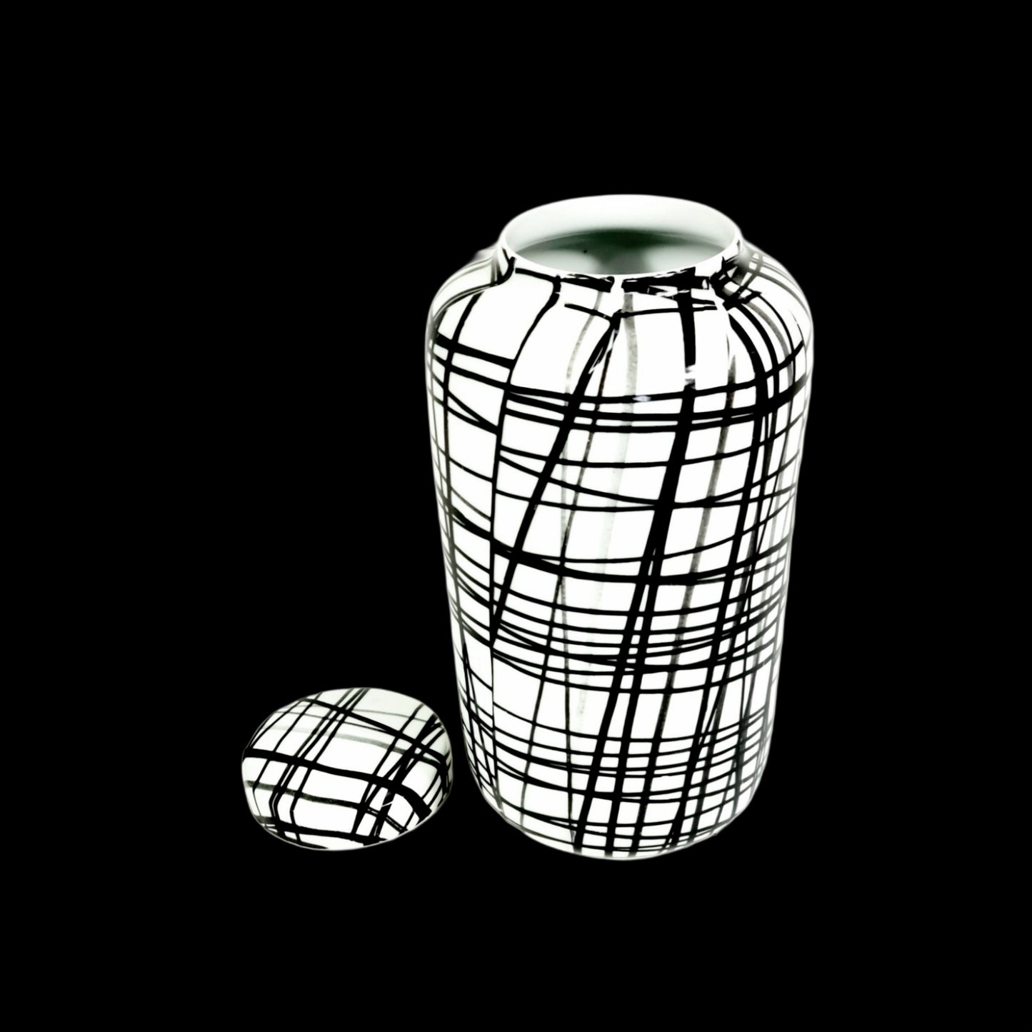 Large Hand Painted Graphic black & white Graphic pattern container