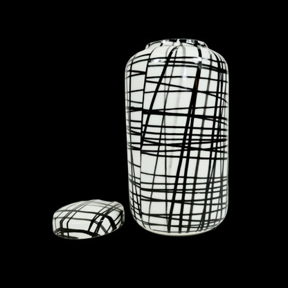 Large Hand Painted Graphic black & white Graphic pattern container