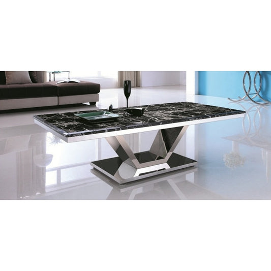 Zivan Polished Stainless Steel Coffee Table With Marble Top (Pick up only)