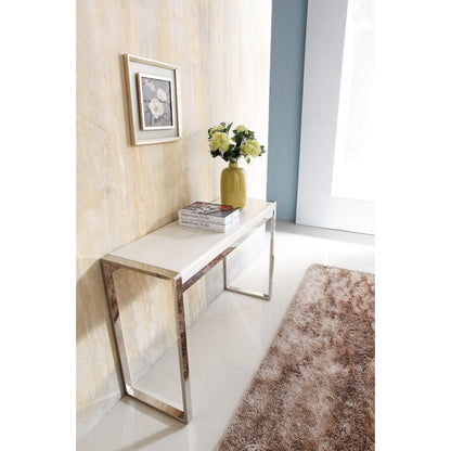 Dara Mirror Stainless Steel Console with White Marble Top (Pick up only)