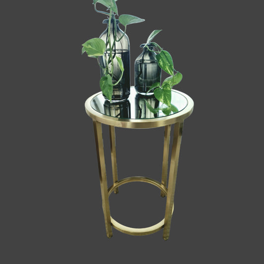Dyako Gold Stainless Steel Side Table with Mirror Top