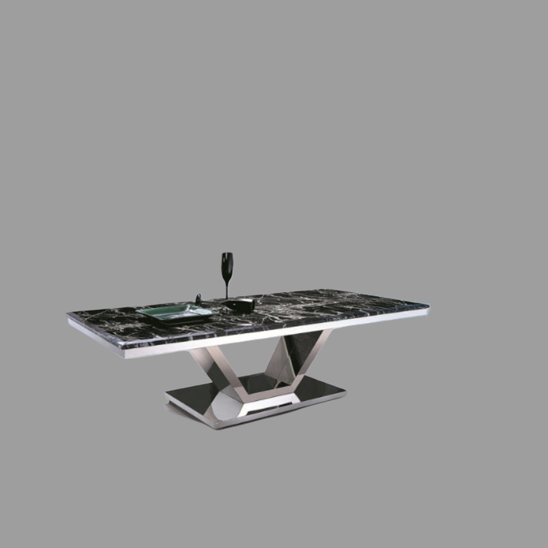 Zivan Polished Stainless Steel Coffee Table With Marble Top (Pick up only)