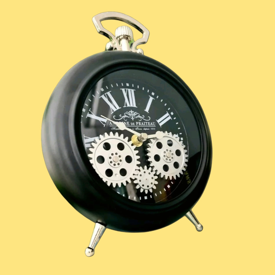 Antoine De Praiteau Victorian Black Gear Table Clock