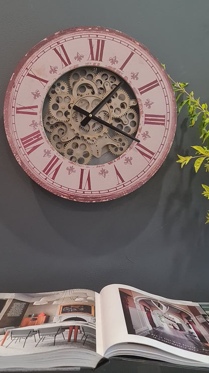 Rusty Vintage 44 Cm Roman Numeral Gear Wall Clock