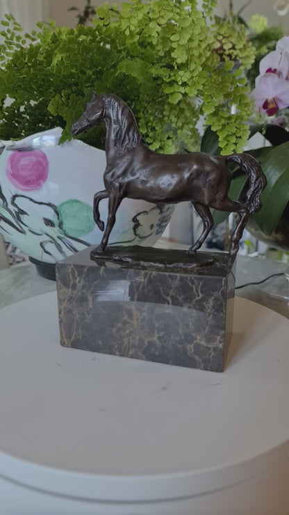 Bronze sculpture of Horse Galloping Artwork On Marble
