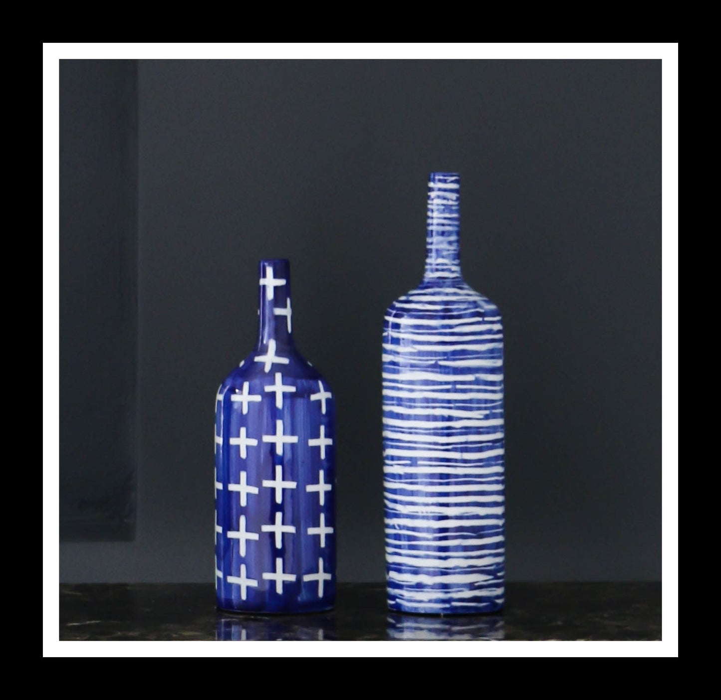 Blue And White Porcelain Bottle: Crosses