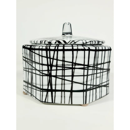 Hand Painted Graphic Black & White Pattern Container