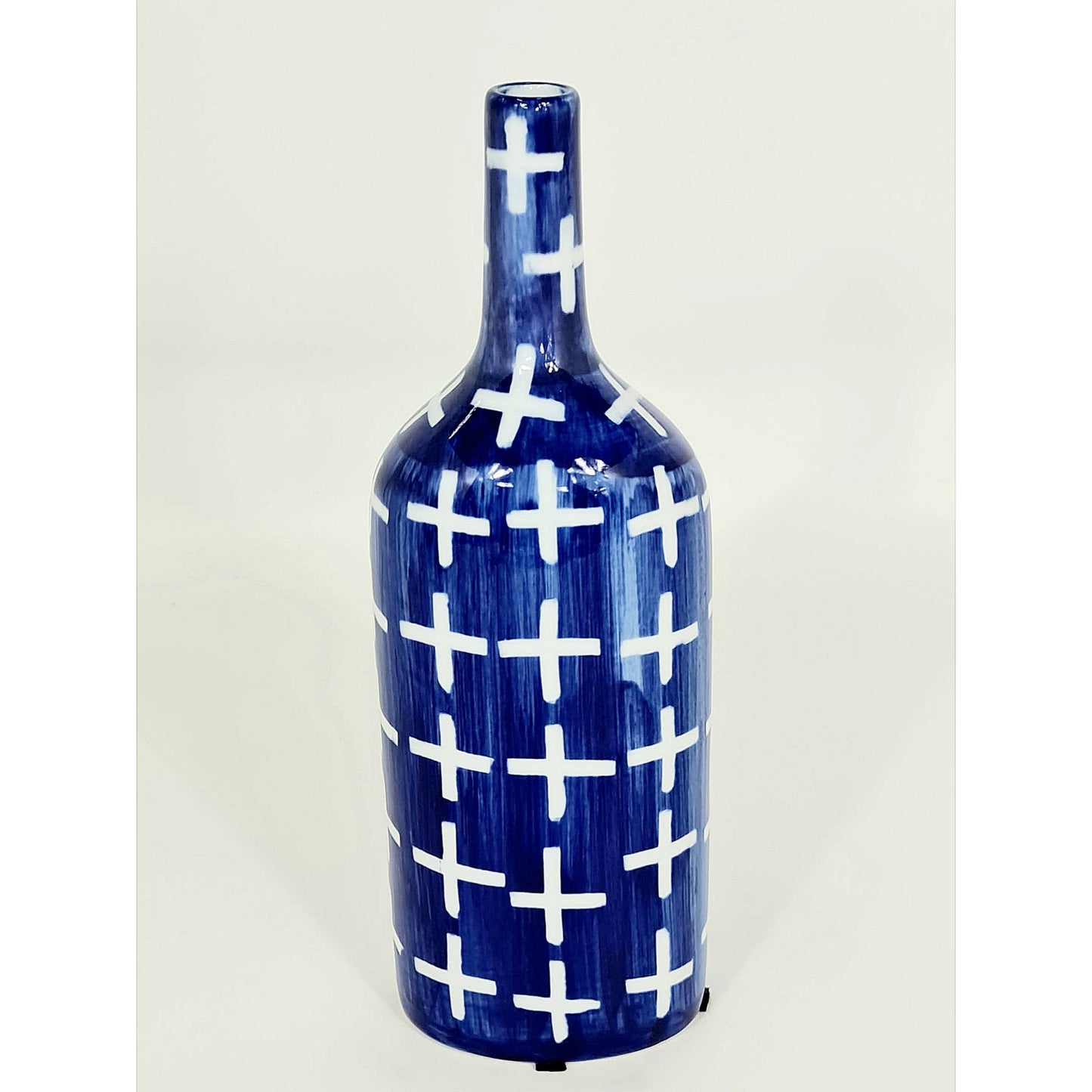 Blue And White Porcelain Bottle: Crosses