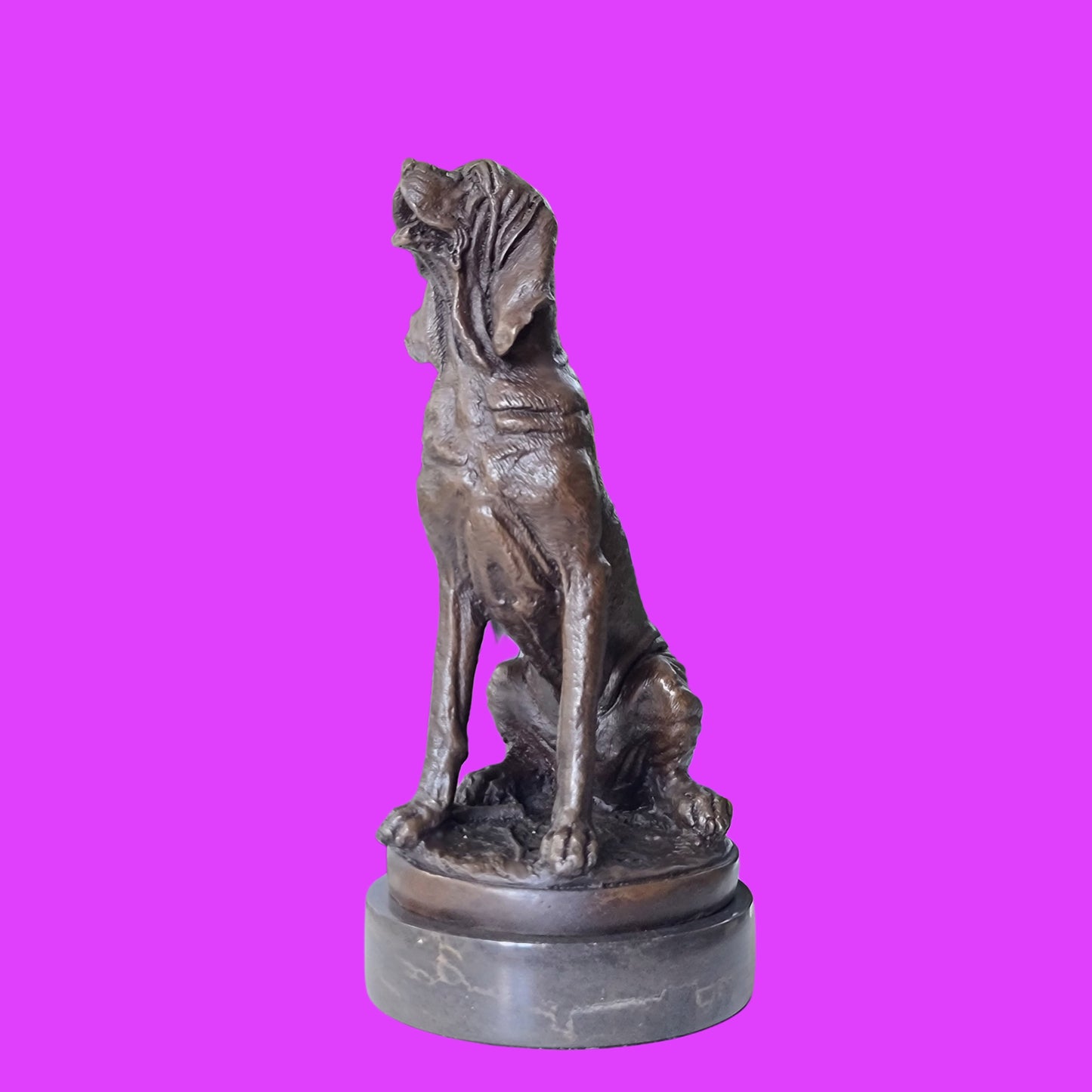Bronze Sculpture of Dog, Hunting Dog  on Marble Top