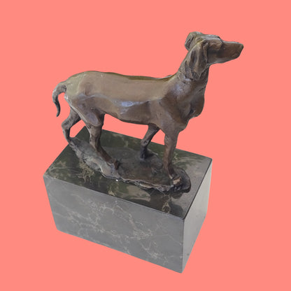 Bronze Hunting Dog / Hound Sculpture Marble Base