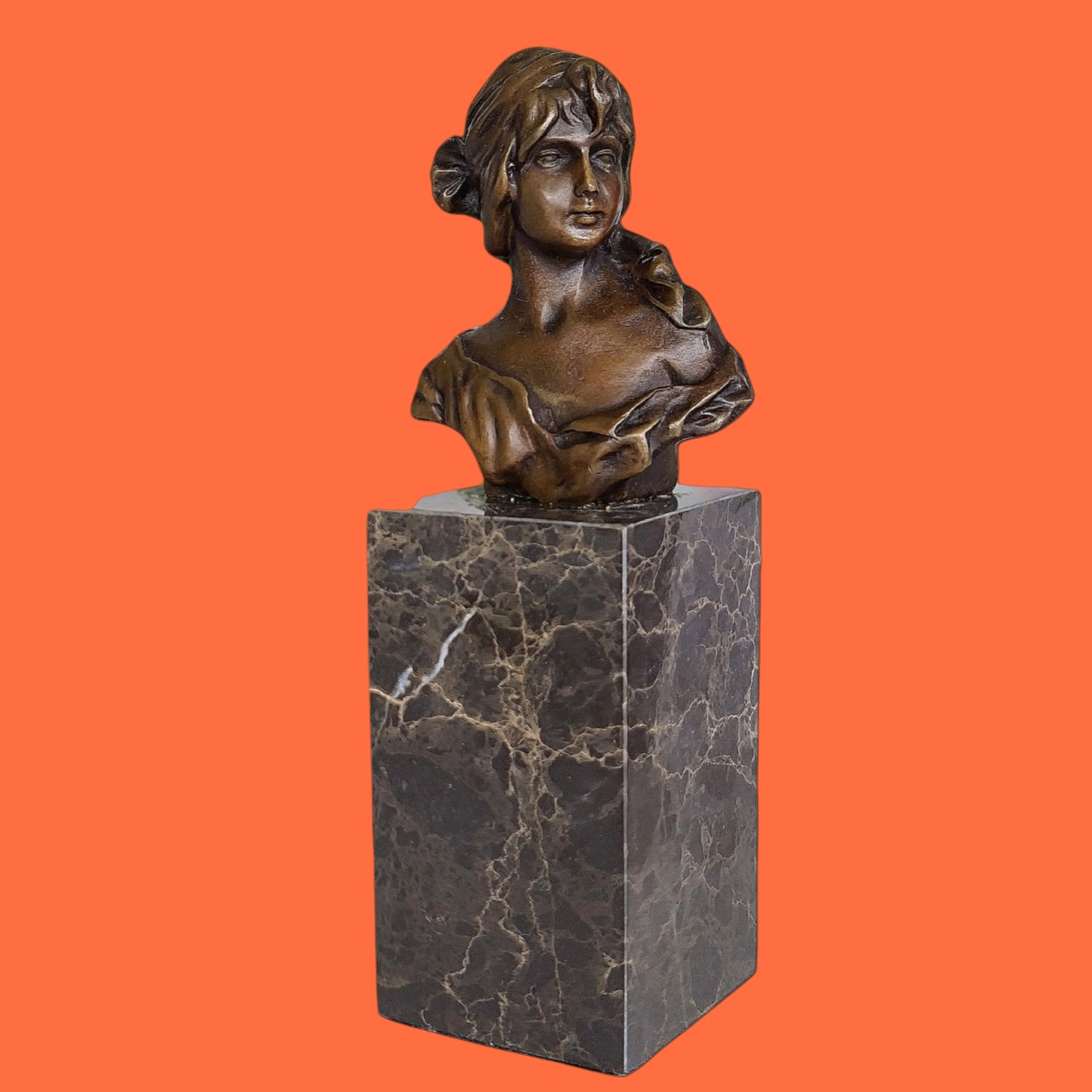Beautiful Bust Of Royal Maiden Sculpture On Marble Base