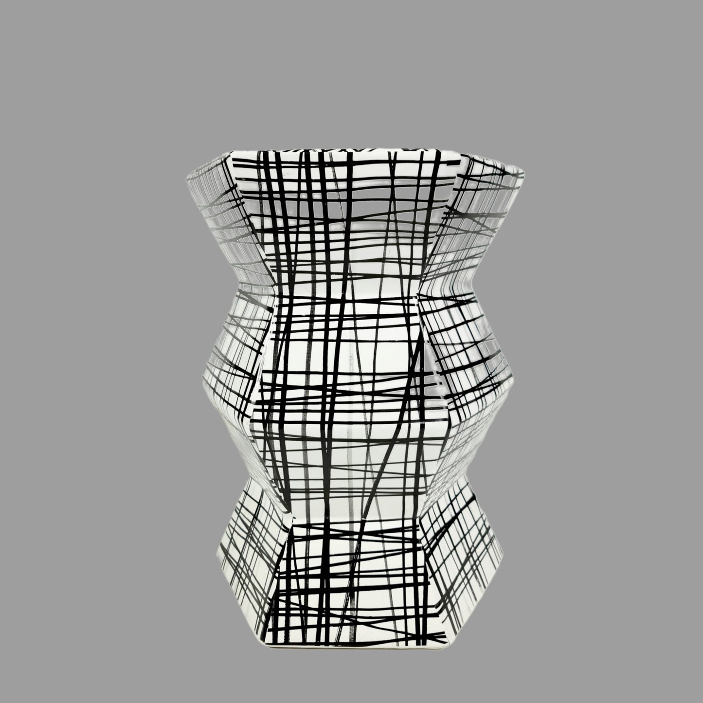 Geometric Accordion Turquoise Hand Painted-Black and white stool