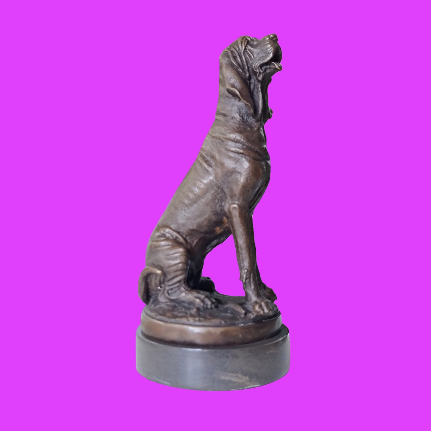 Bronze Sculpture of Dog, Hunting Dog  on Marble Top