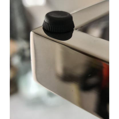 Stella Mirror Polished Stainless Steel Side Table with Black Tempered Glass