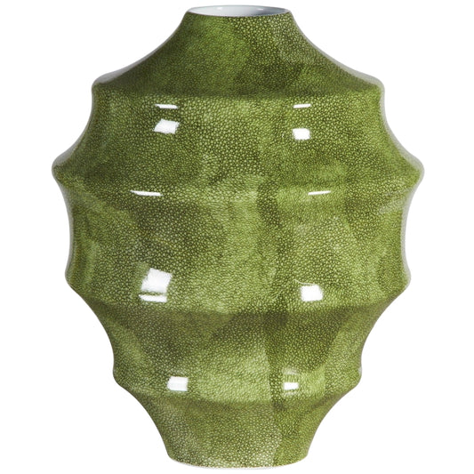 Chrysalis Vase: Green Shagreen, Spiral Design