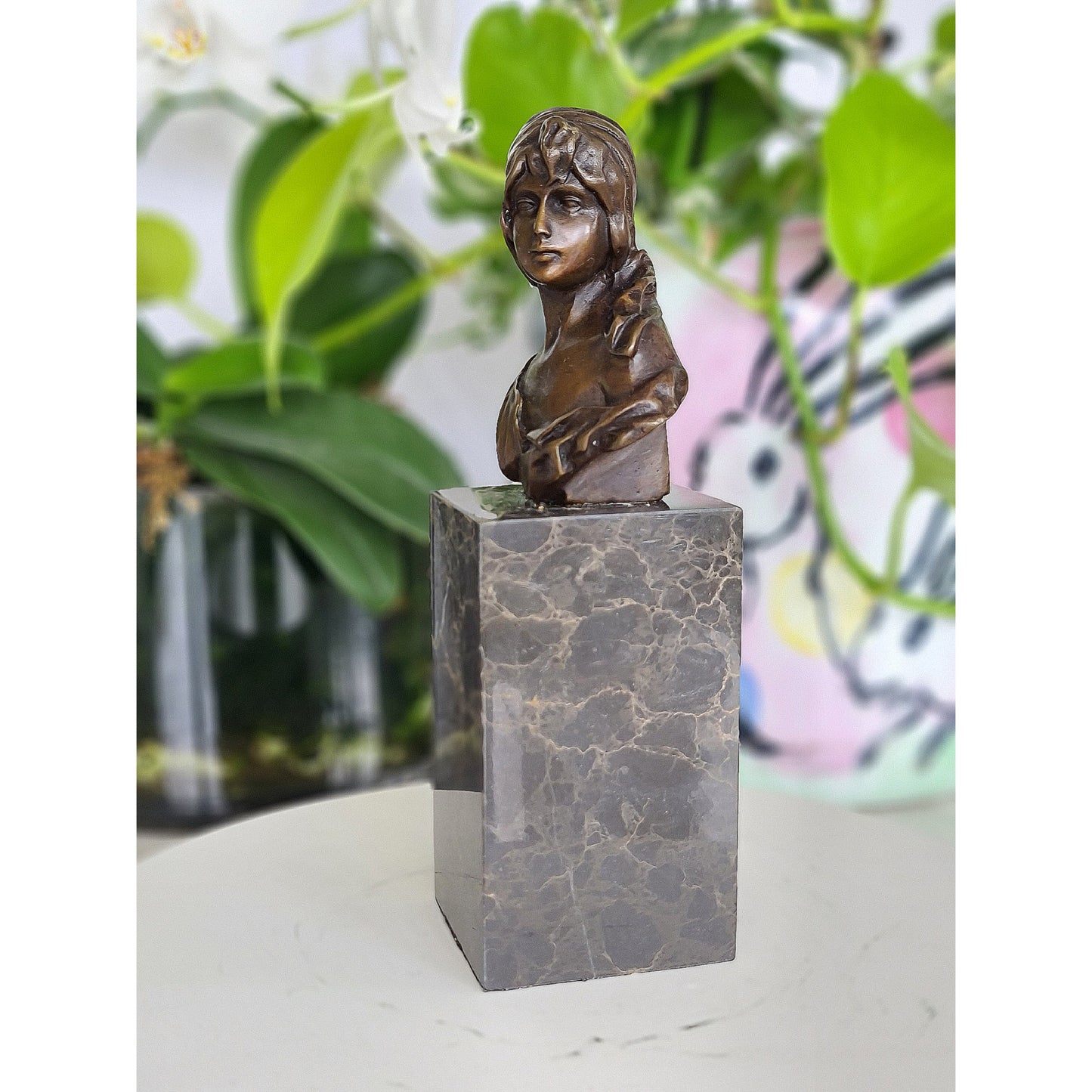 Beautiful Bust Of Royal Maiden Sculpture On Marble Base