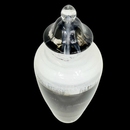 Large Hand Painted Glass Vase: Black and White Ink