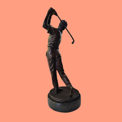 Bronze Sculpture of Golfer Golf-Spieler On Marble Base