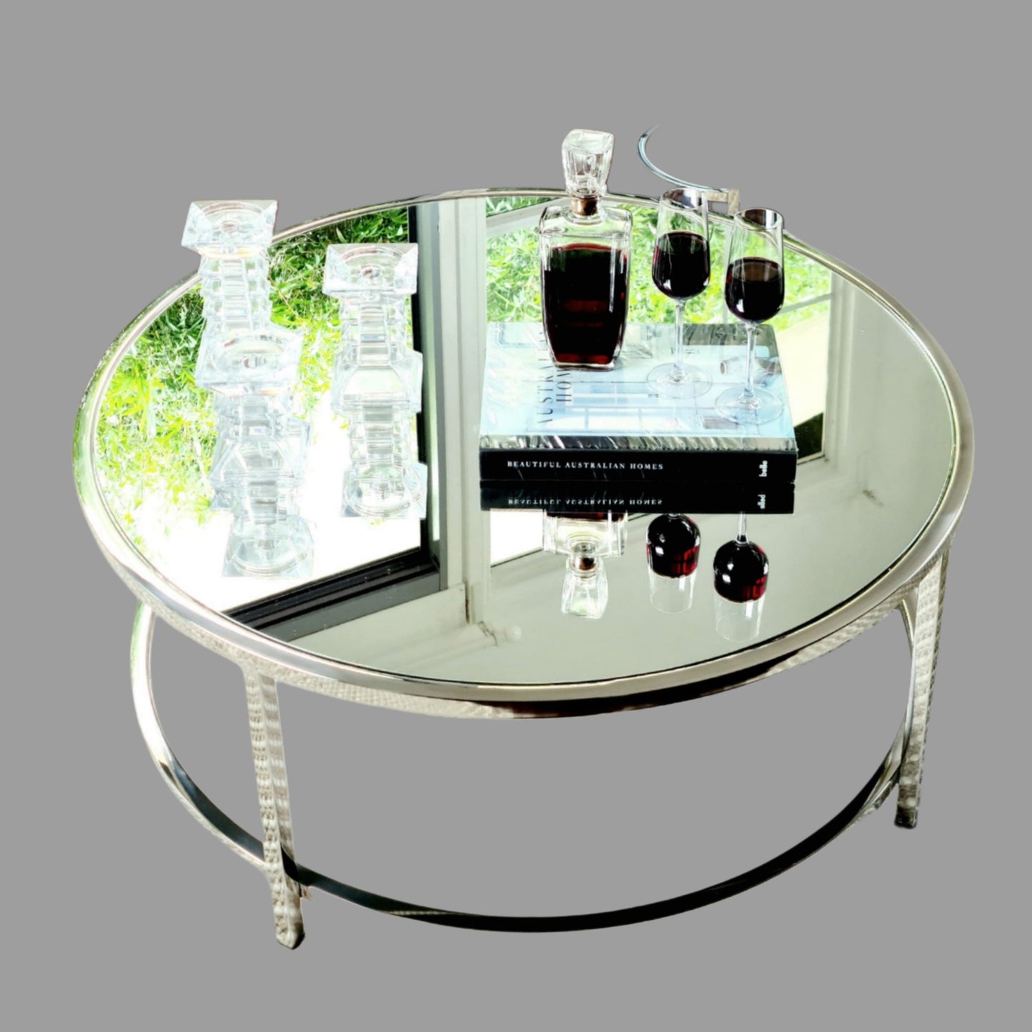 Dyako Mirror polished Stainless Steel Coffee Table with Mirror Top(pick up only)