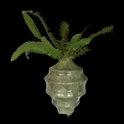 Chrysalis Vase: Green Shagreen, Spiral Design