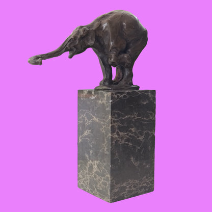 Elephant Figurine Bronze Sculpture: Art Dco Wildlife on Marble