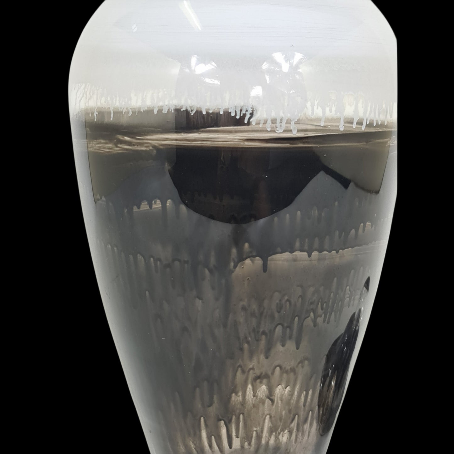 Large Hand Painted Glass Vase: Black and White Ink